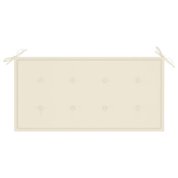 vidaXL Garden Bench with Cream Cushion 112 cm Solid Teak Wood