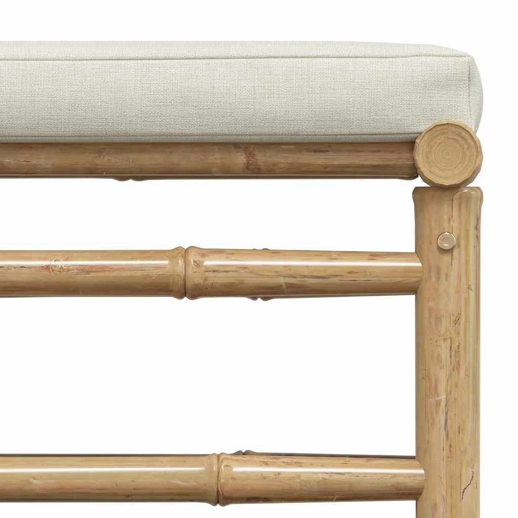 vidaXL 3 Piece Garden Lounge Set with Cream White Cushions Bamboo