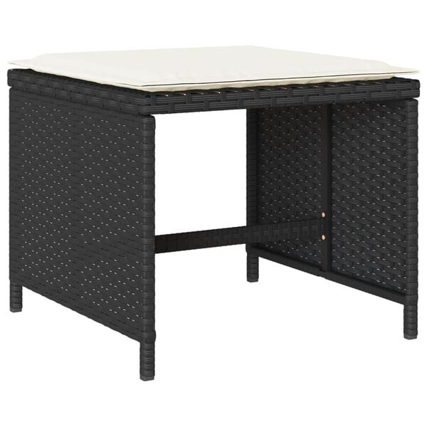 vidaXL 9 Piece Garden Dining Set with Cushions Black Poly Rattan