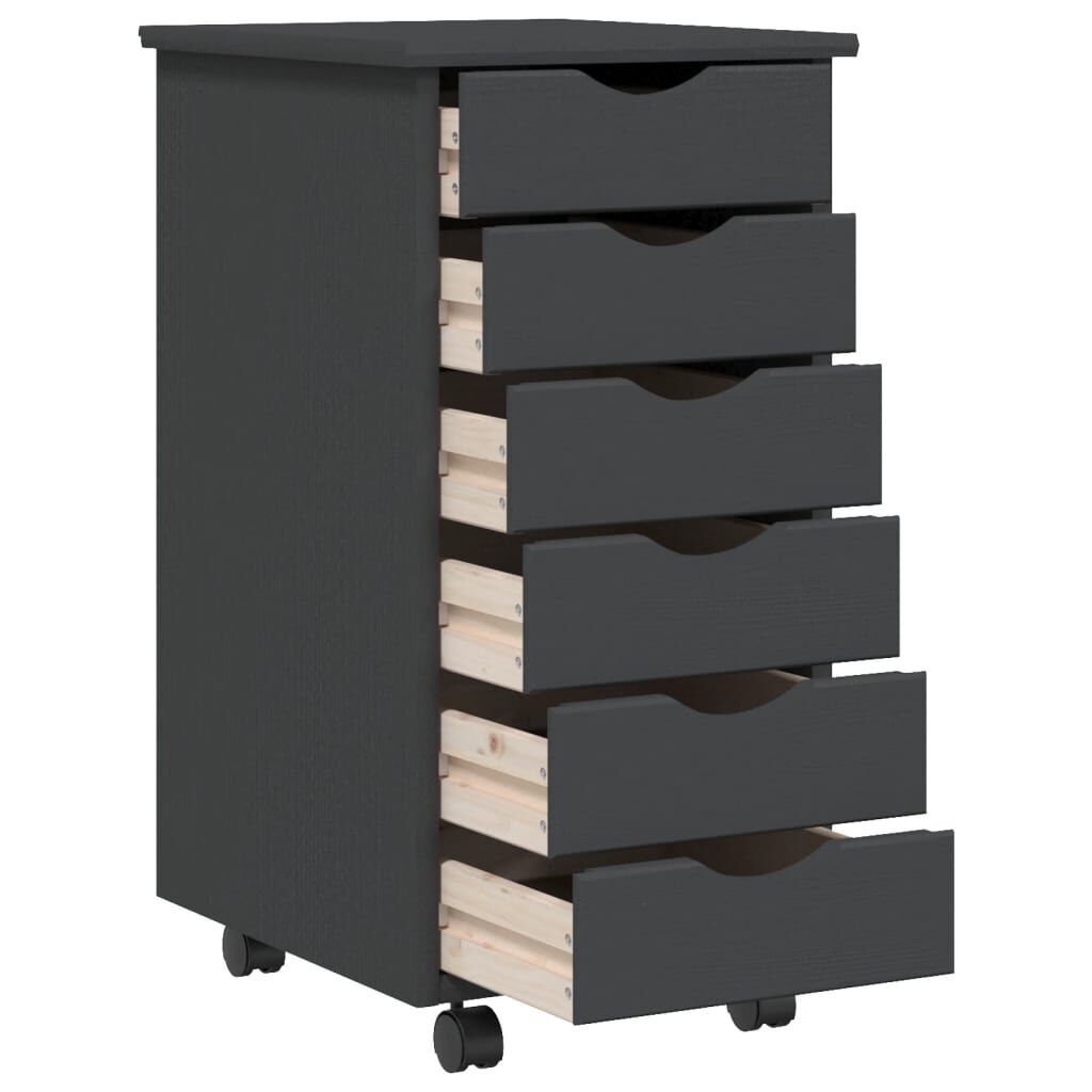 vidaXL Rolling Cabinet with Drawers MOSS Grey Solid Wood Pine
