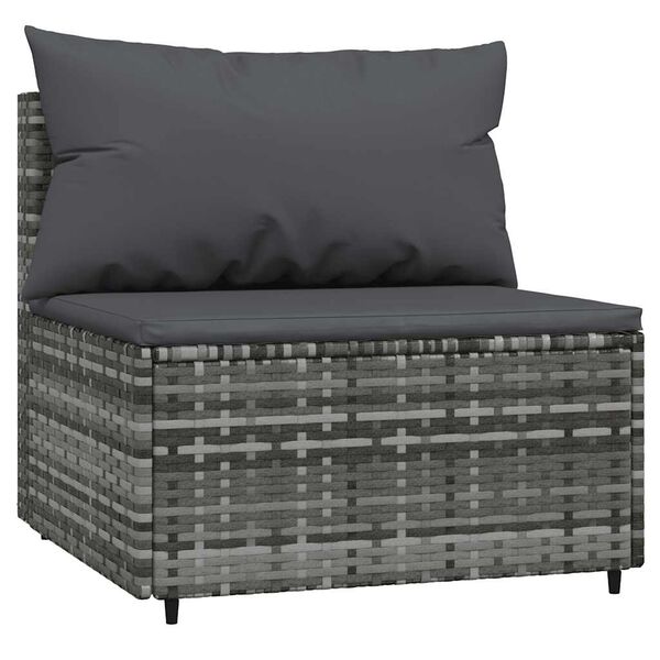 vidaXL Garden Middle Sofas with Cushions 2 pcs Grey Poly Rattan