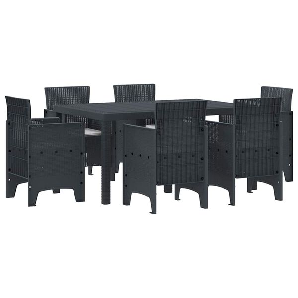 vidaXL Garden Dining Set 7 pcs Anthracite Polt rattan