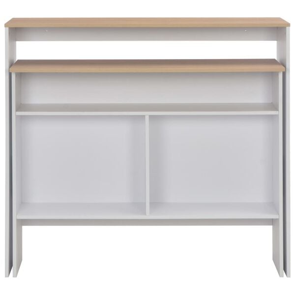 vidaXL Bar Table with 2 Table Tops White and Oak 130x40x120 cm