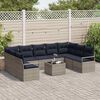 vidaXL Sofa Set with Cushion 10 pcs Grey Poly Rattan
