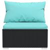 vidaXL Garden Middle Sofa with Cushions Black Poly Rattan