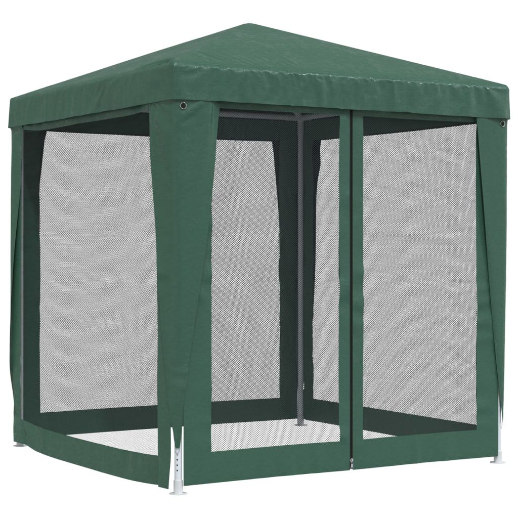 vidaXL Party Tent with 4 Mesh Sidewalls Green 2x2 m HDPE