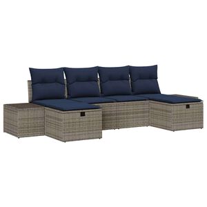 vidaXL Garden Sofa Set with Cushion 6 pcs Grey Poly Rattan