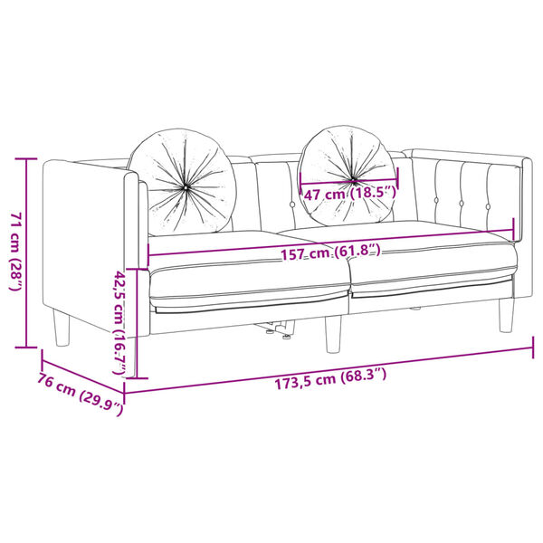 vidaXL 3 Piece Sofa Set with Pillows Brown Velvet