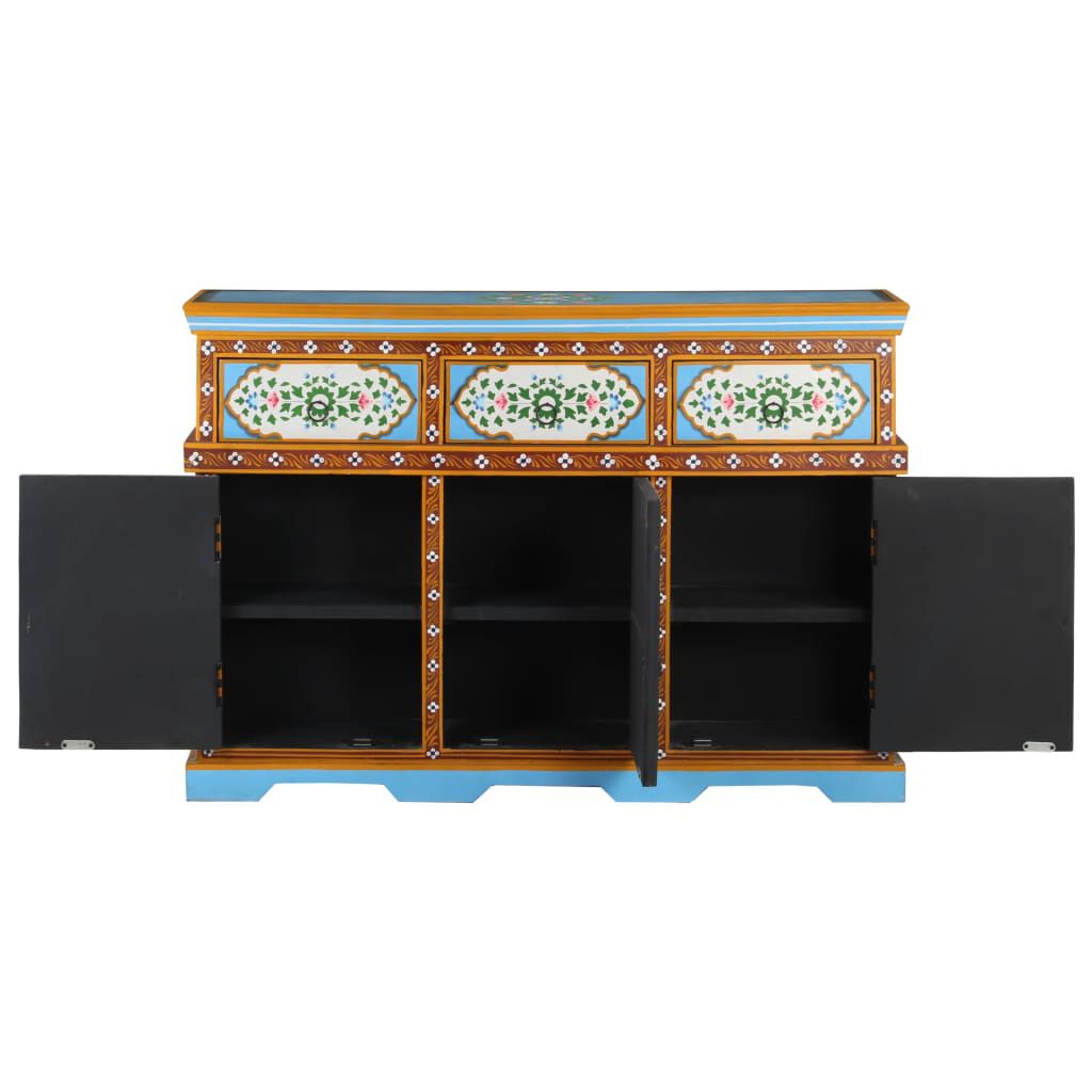 vidaXL Hand-Painted Sideboard Multicolour 110x30x76cm Solid Mango Wood