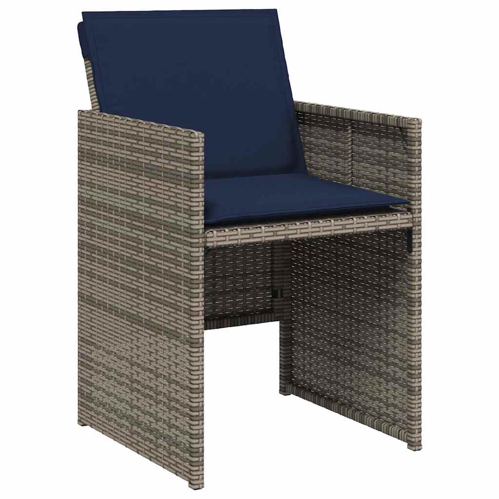 vidaXL 15 Piece Garden Dining Set with Cushions Grey Poly Rattan