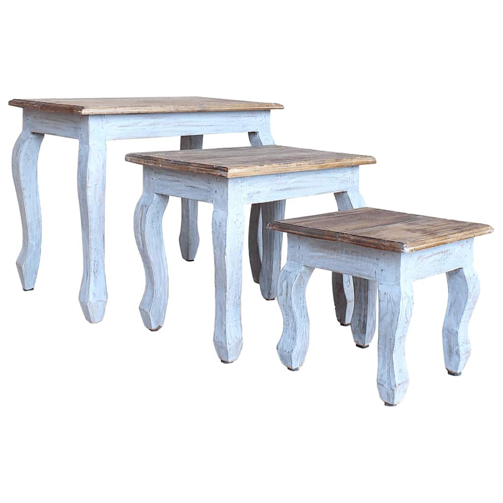 vidaXL Nesting Table Set 3 Pieces Solid Mahogany Wood