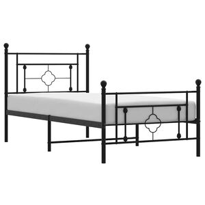 vidaXL Metal Bed Frame without Mattress with Footboard Black 100x200cm