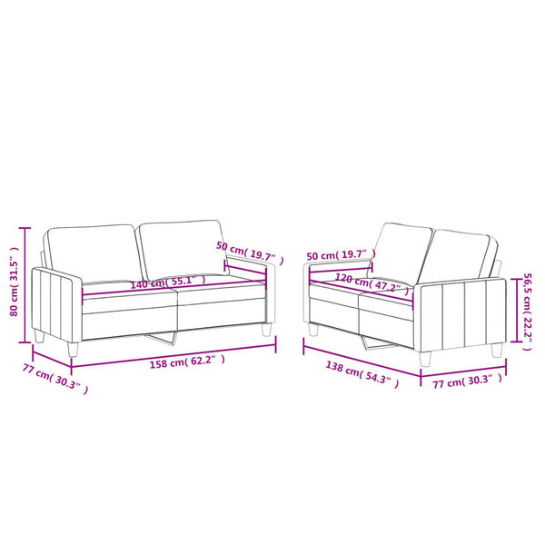 vidaXL 2 Piece Sofa Set with Cushions Black Faux Leather