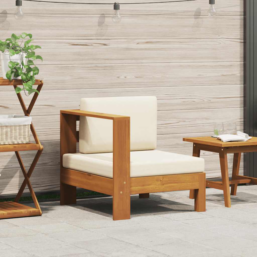 vidaXL Middle Sofa with 1 Armrest Cream White Solid Acacia Wood