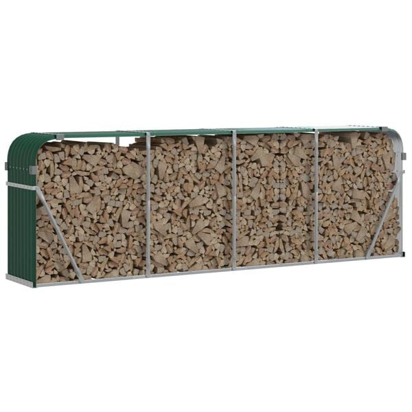 vidaXL Log Holder Green 300x45x100 cm Galvanised Steel