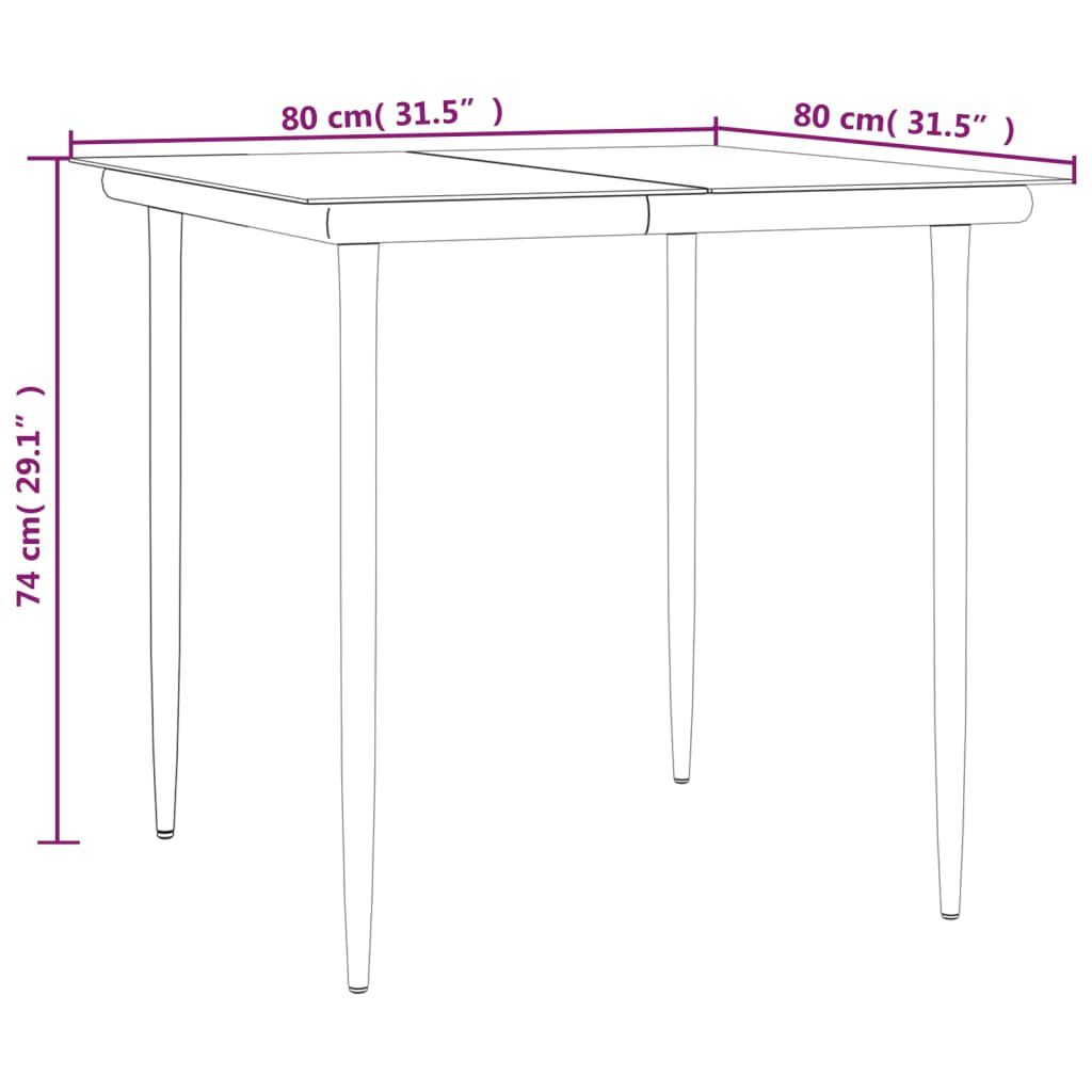 vidaXL 3 Piece Garden Dining Set with Cushions Black Poly Rattan