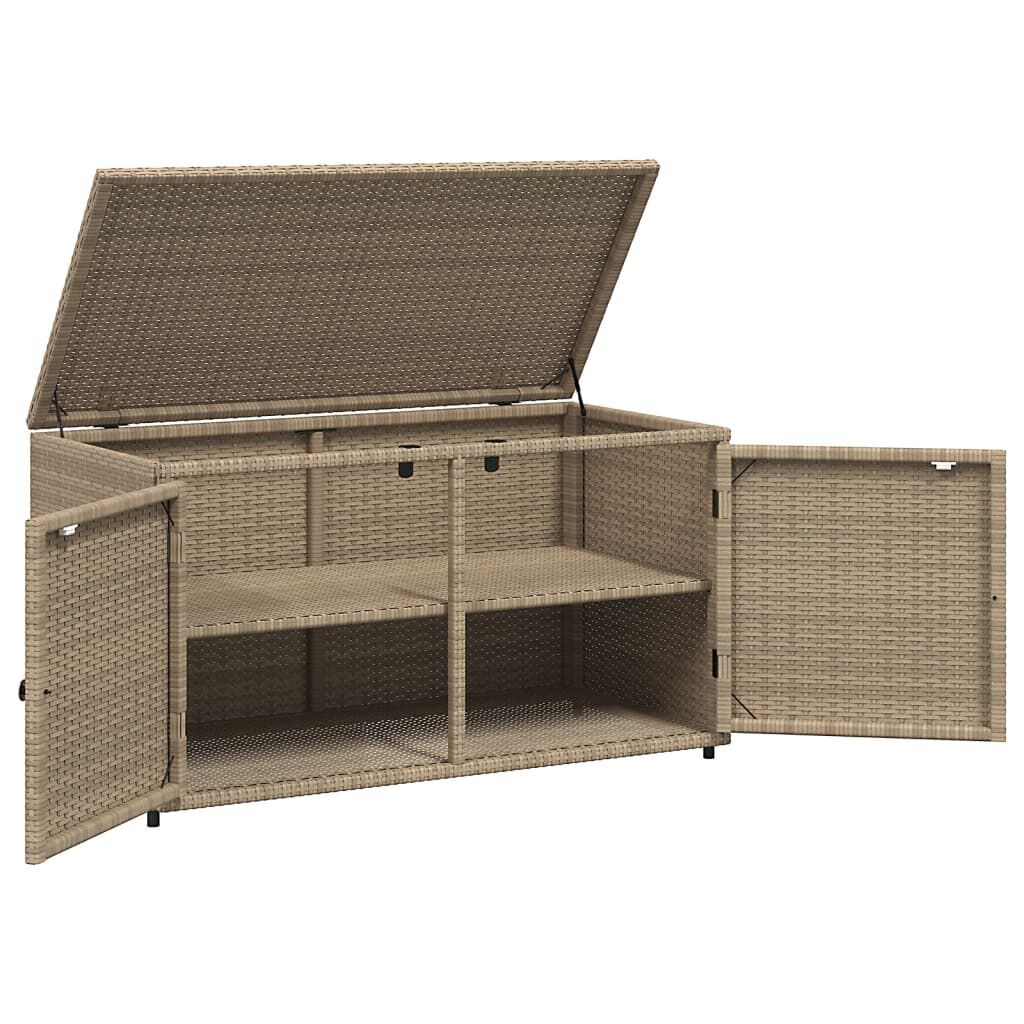 vidaXL Garden Storage Cabinet Beige 110x55x60.5 cm Poly Rattan
