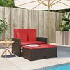 vidaXL Garden Sofa with Cushions 2-Seater Brown Poly Rattan
