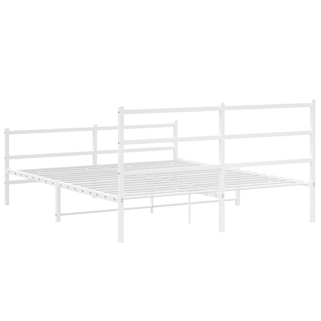 vidaXL Metal Bed Frame without Mattress with Footboard White 150x200cm