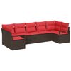 vidaXL Sofa Set with Cushion 7 pcs Brown Poly Rattan