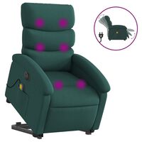 vidaXL Electric Stand up Massage Recliner Chair Dark Green Fabric