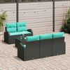 vidaXL Sofa Set with Cushion 6 pcs Black Polyester