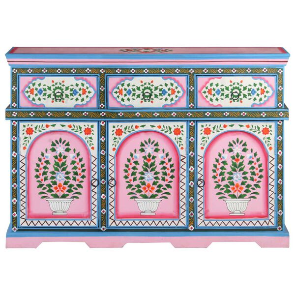 vidaXL Hand-Painted Sideboard Multicolour 110x30x76cm Solid Mango Wood