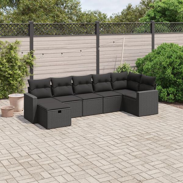 vidaXL 8 Piece Garden Sofa Set with Cushions Beige Poly Rattan