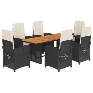 vidaXL 9 Piece Garden Dining Set with Cushions Beige Poly Rattan