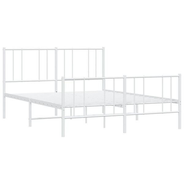 vidaXL Metal Bed Frame without Mattress with Footboard White 135x190cm
