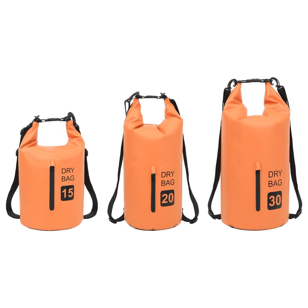 vidaXL Dry Bag with Zipper Orange 20 L PVC