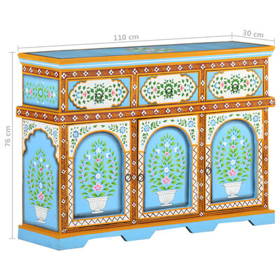 vidaXL Hand-Painted Sideboard Multicolour 110x30x76cm Solid Mango Wood