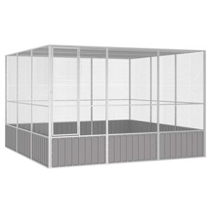vidaXL Bird Cage Grey 302.5x324.5x211.5 cm Galvanised Steel