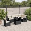 vidaXL 7 Piece Garden Sofa Set with Cushions Black Poly Rattan