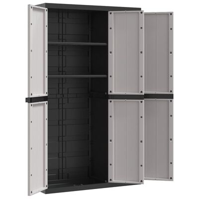 vidaXL Outdoor Storage Cabinet Grey and Black 97x37x165 cm PP