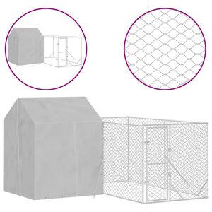 vidaXL Outdoor Dog Kennel with Roof Silver 4x4x2.5 m Galvanised Steel