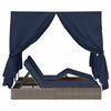 vidaXL Double Sun Lounger with Roof Grey 205 x 129 x 200 cm PE rattan