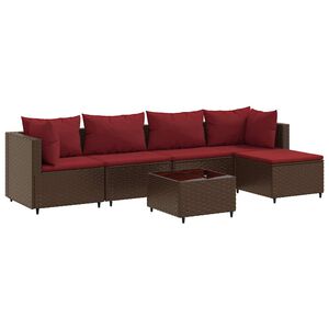 vidaXL 5 Piece Garden Lounge Set with Cushions Brown Poly Rattan