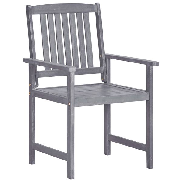 vidaXL 5 Piece Outdoor Dining Set Grey Solid Acacia Wood