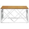 vidaXL Coffee Table Silver Stainless Steel and Solid Wood Acacia