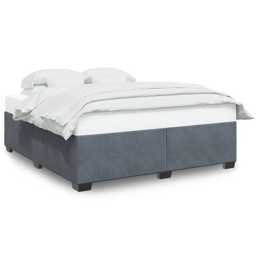 vidaXL Bed Frame without Mattress Dark Grey King Velvet