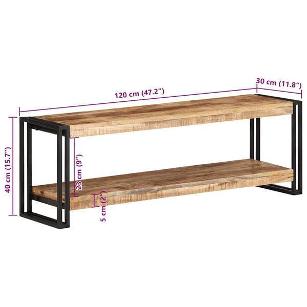 vidaXL TV Cabinet 120x30x40 cm Rough Mango Wood