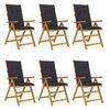 vidaXL Folding Garden Chairs 6 pcs with Cushions Solid Acacia Wood