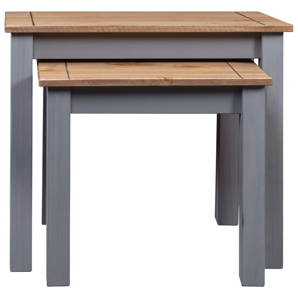 vidaXL Nesting Tables 2 pcs Grey Solid Pine Wood Panama Range