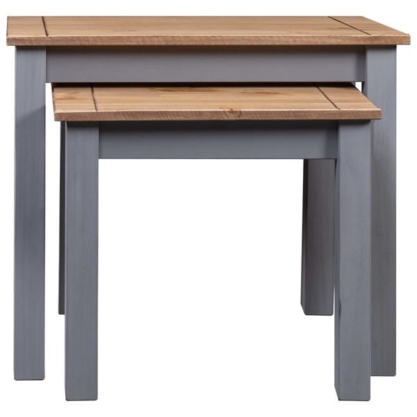 vidaXL Nesting Tables 2 pcs Grey Solid Pine Wood Panama Range