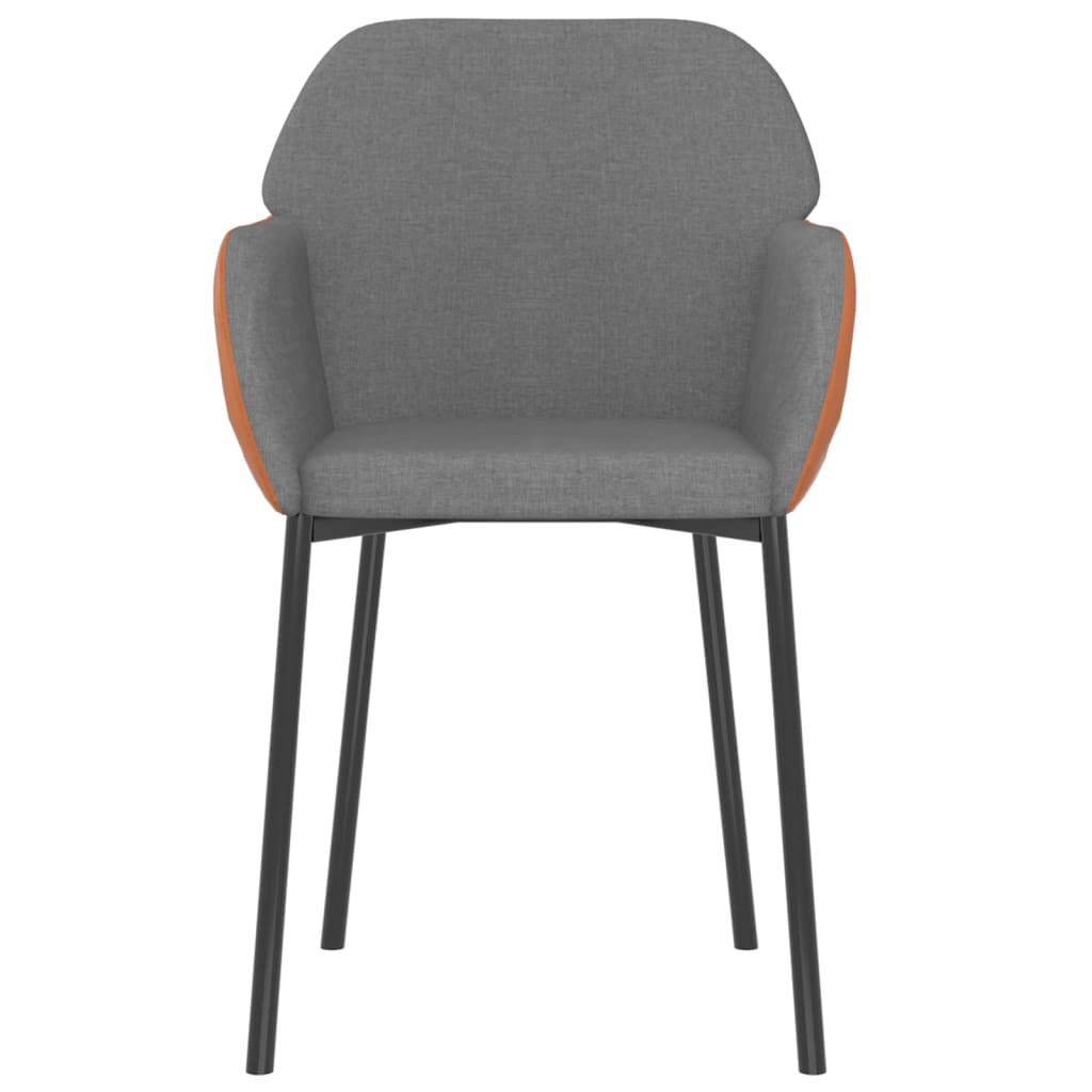 vidaXL Dining Chairs 2 pcs Light Grey Fabric and Faux Leather