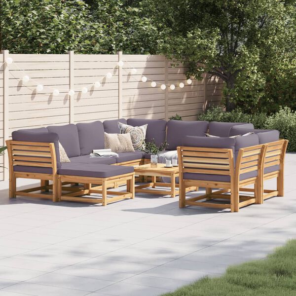 vidaXL 10 Piece Garden Lounge Set with Cushions Solid Wood Acacia