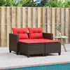 vidaXL Garden Sofa 2-Seater with Stools Brown Poly Rattan