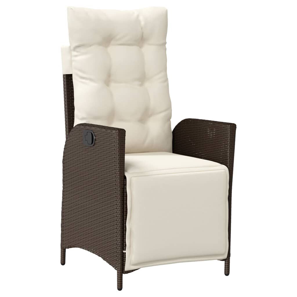 vidaXL 3 Piece Bistro Set with Cushions Brown Poly Rattan