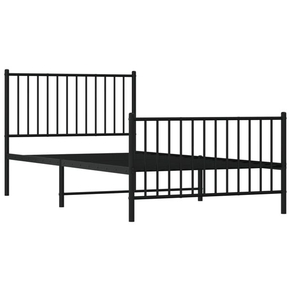 vidaXL Metal Bed Frame without Mattress with Footboard Black 100x200cm